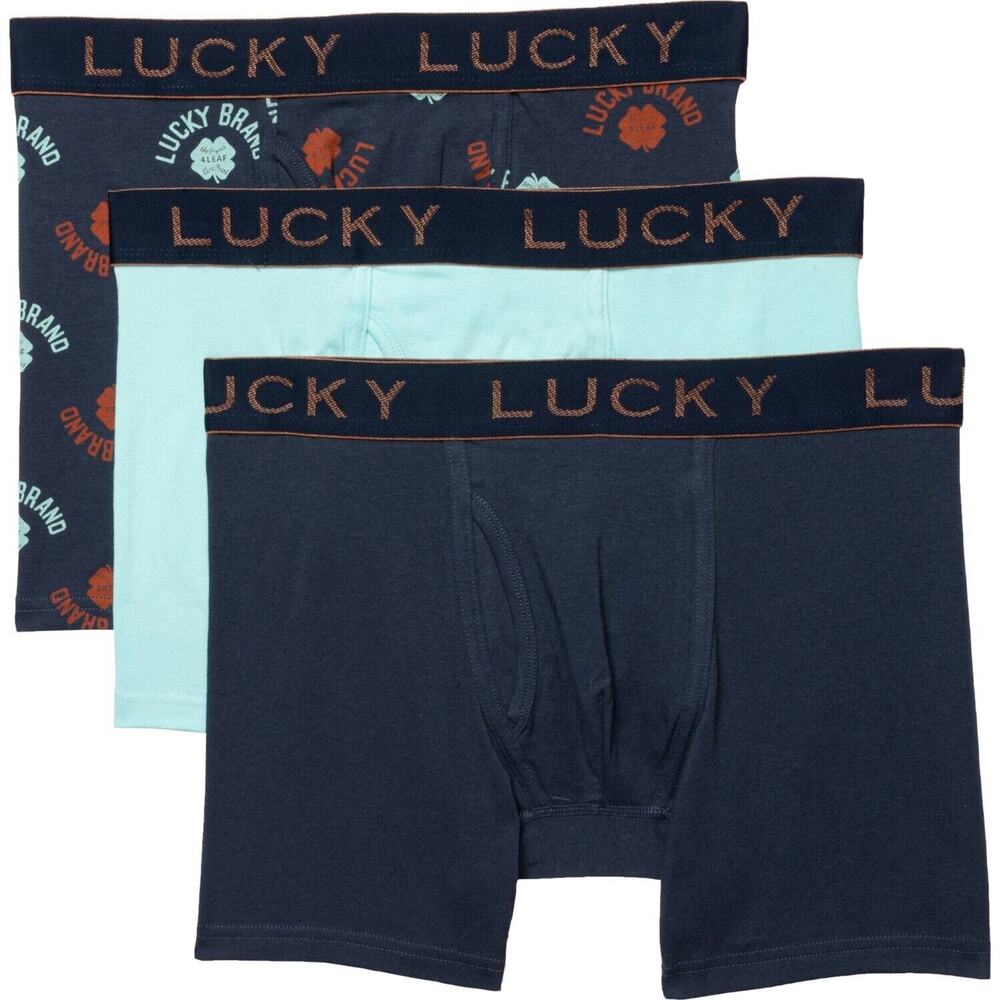 Lucky Brand 3 Pack Men Knit Boxer Briefs with Fly Pouch Cotton Underwear Size XL - Picture 3 of 16